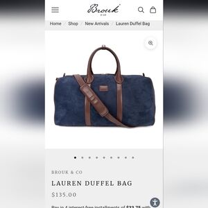 Brouk & Co Lauren Duffle Bag In Navy - 21x9.5x14 - New In Bag